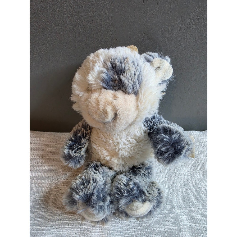 Aurora Baby Plush Cow Stuffed Animal Cream Grey Shaggy Fur 4 Inch